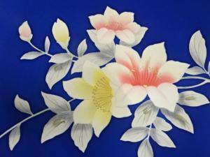 アンティーク　塩瀬手描き花模様名古屋帯